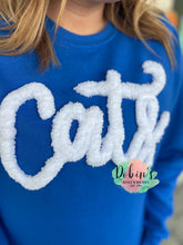 Load image into Gallery viewer, Cats Embroidered Chenille Yarn Sweatshirt Preorder
