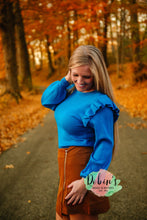 Load image into Gallery viewer, Wildcat Blue Ruffle Sweater
