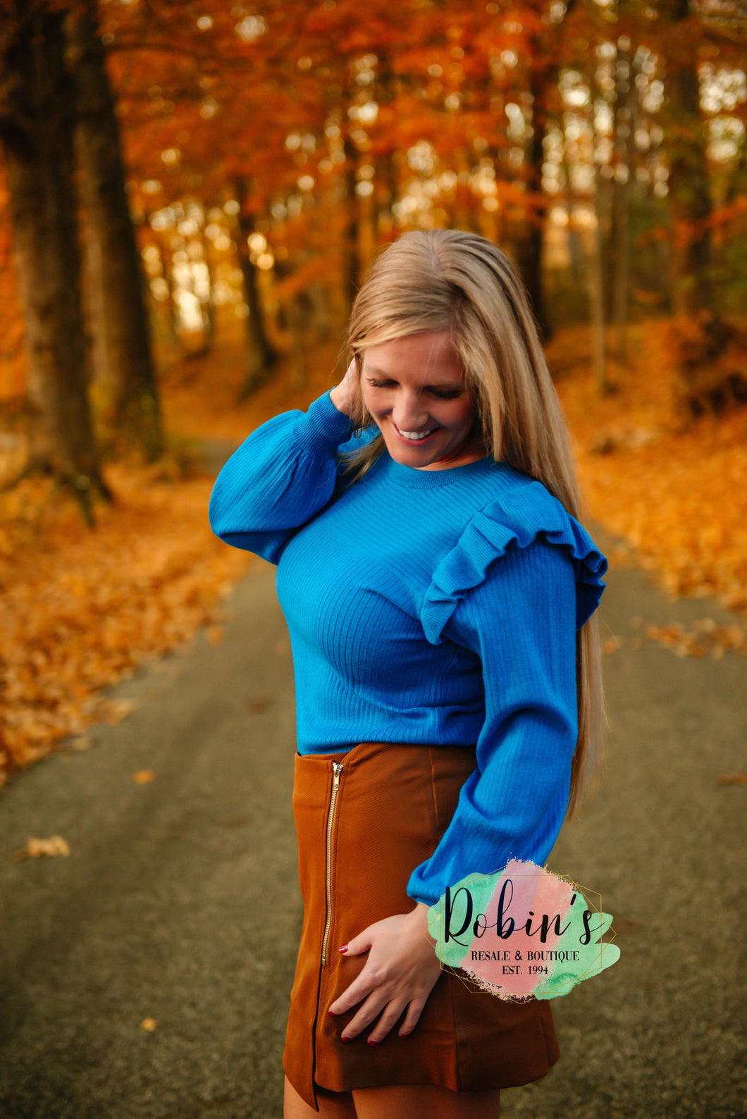 Wildcat Blue Ruffle Sweater