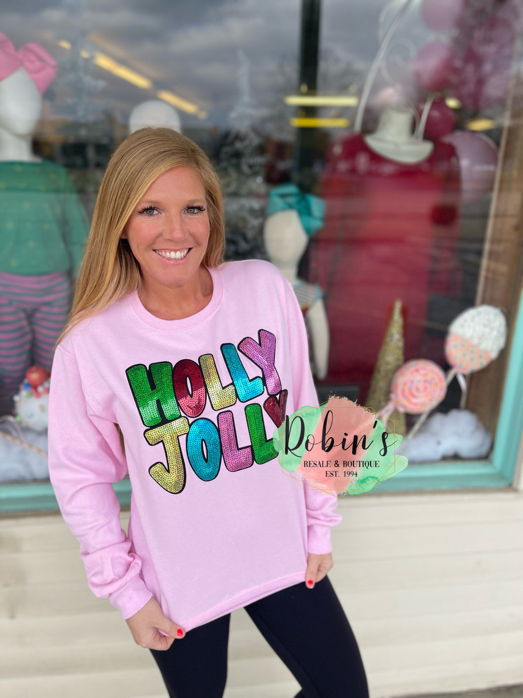 Holly Jolly Sequin Patch Sweatshirt