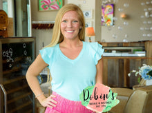 Load image into Gallery viewer, Flounced Sleeve V Neck Top
