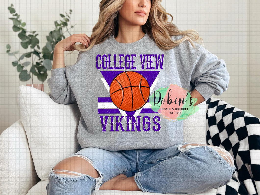 College View Vikings Basketball Tee,Sweatshirt or Hoodie Preorder