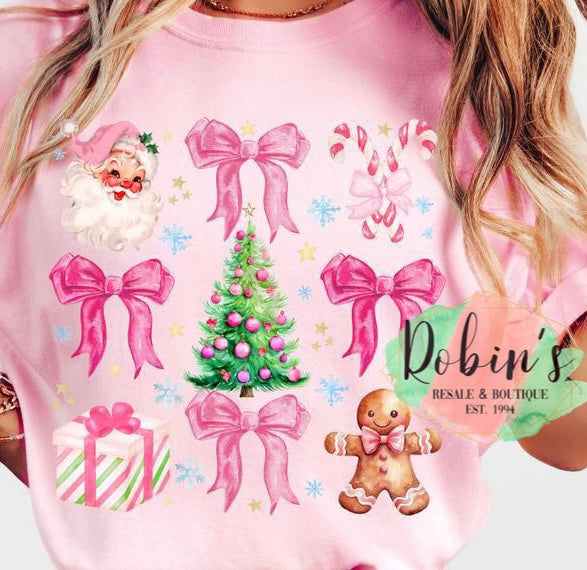 Coquette Bow Christmas Comforts Colors Tee Or Jerzees Sweatshirt