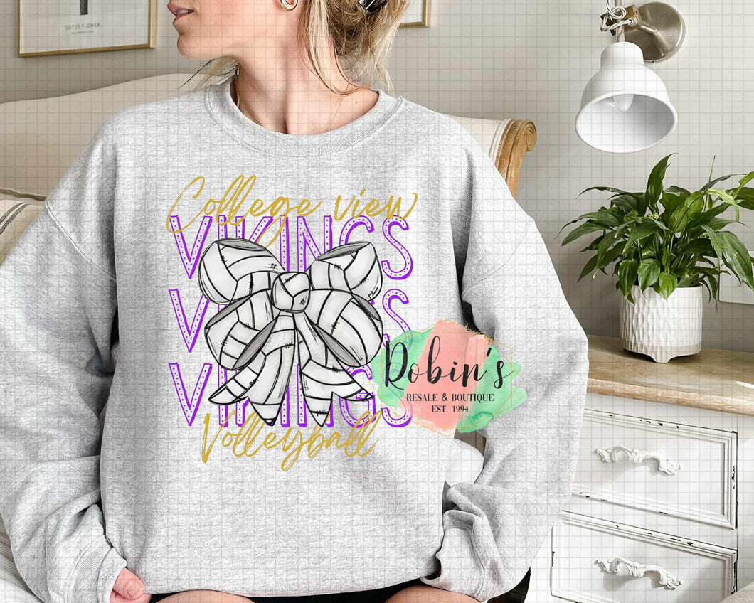 Vikings Bow Volleyball Tee or Sweatshirt Preorder
