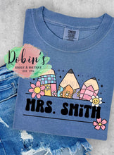 Load image into Gallery viewer, Custom Teacher Pencil Comfort Colors Tee Preorder
