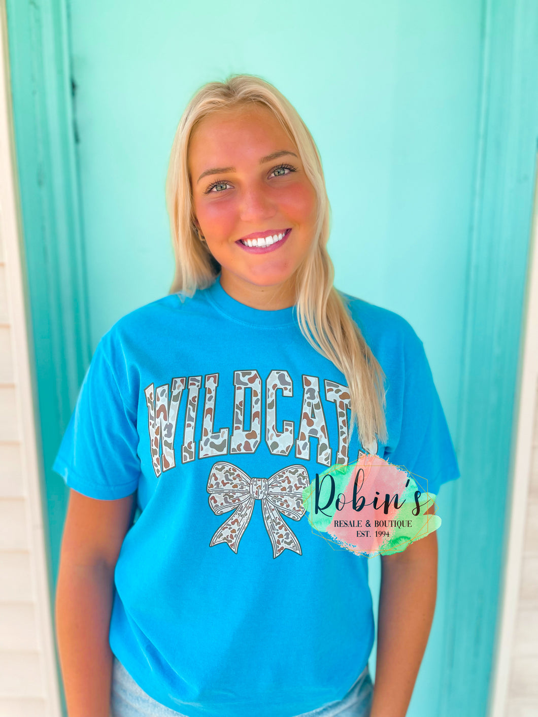 Wildcats Camo with Bow Comfort Colors Tee