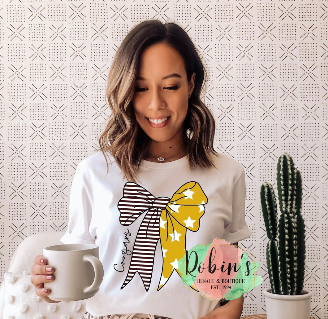 Cougars Bow Tee,Sweatshirt or Hoodie Preorder