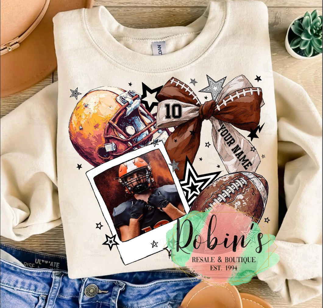 Custom Football with Photo Tee or Sweatshirt Preorder