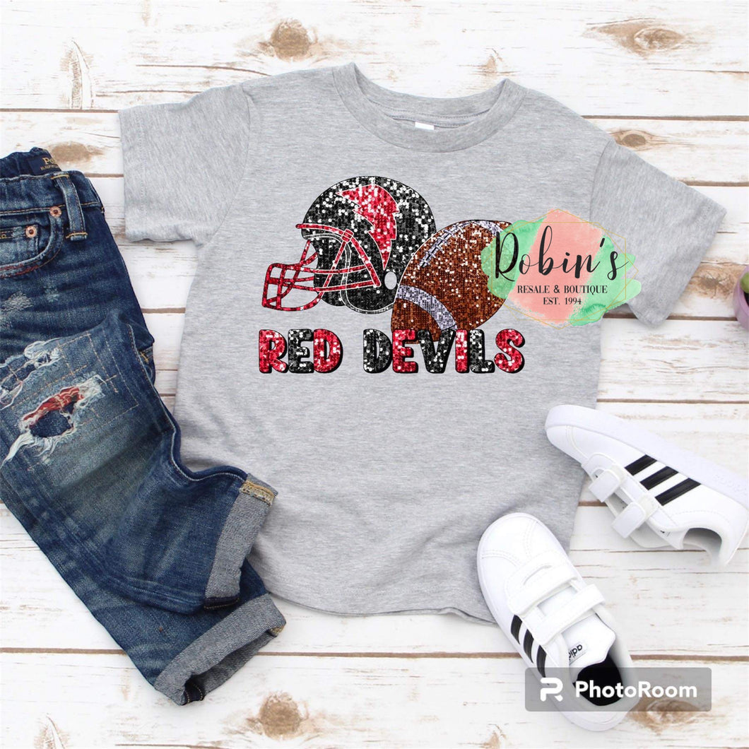 Red Devils Faux Glitter Football Preorder