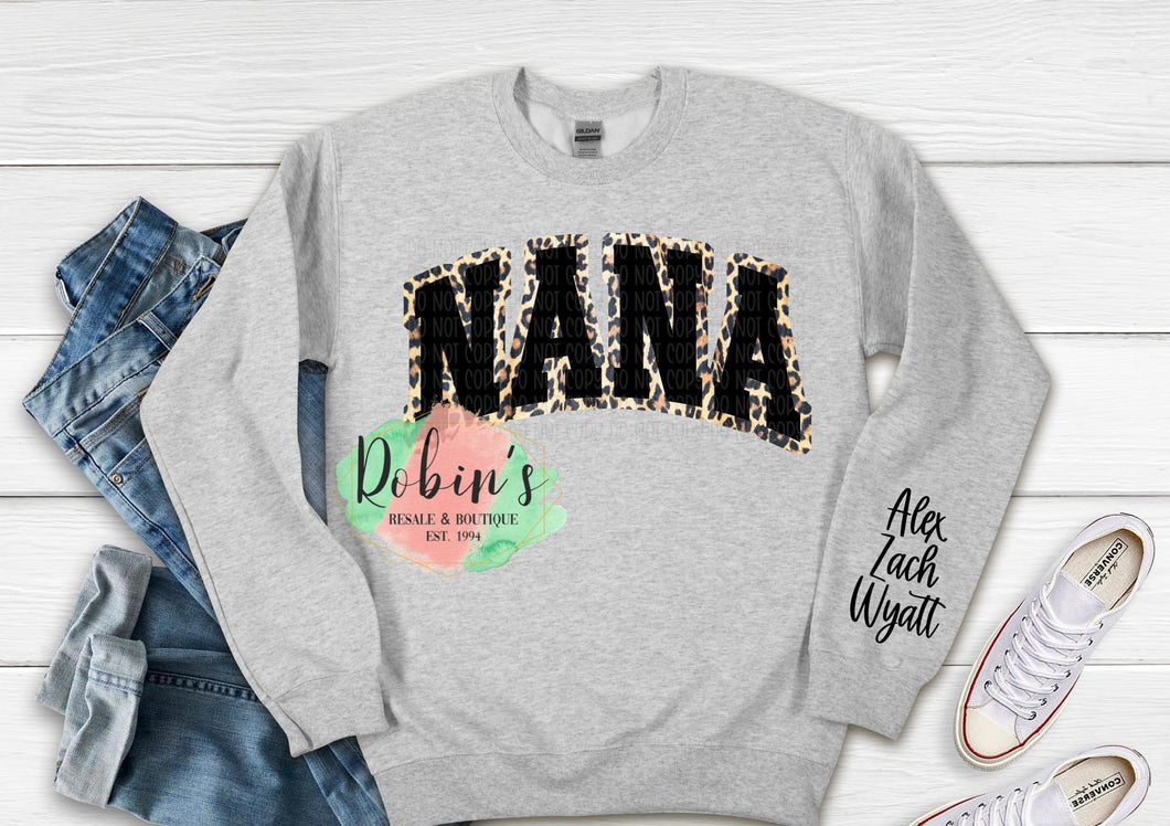 Custom Leopard Nana Sweatshirt with Names