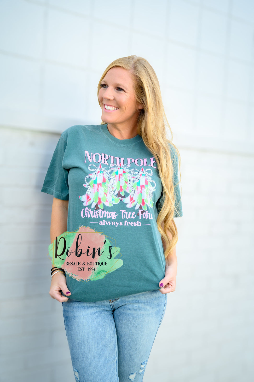 North Pole Christmas Tree Farm Comfort Colors Tee