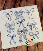 Load image into Gallery viewer, Comfort Colors Blue Bow Tee Preorder
