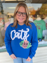 Load image into Gallery viewer, Cats Embroidered Chenille Yarn Sweatshirt Preorder
