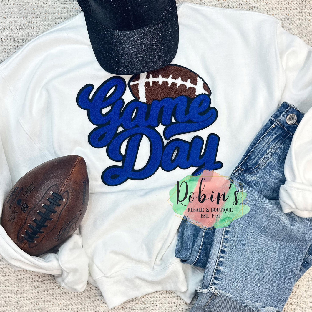 BlueGame Day Chenille Patch Sweatshirt