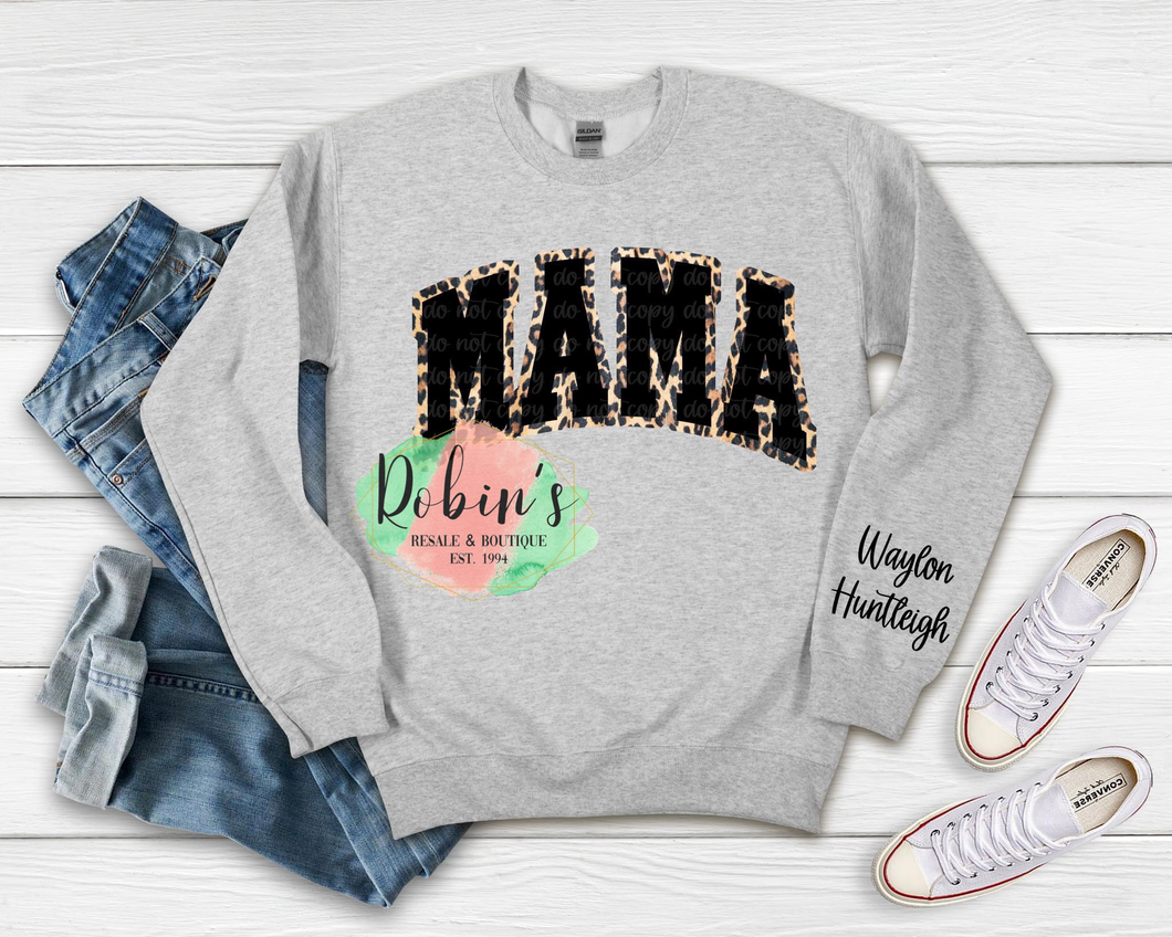 Custom Leopard Mama Sweatshirt with Names