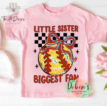 Load image into Gallery viewer, Little Sister/Little Brother Softball Biggest Fan Preorder
