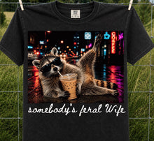 Load image into Gallery viewer, Somebody’s Feral Wife, Racoon Iced Coffee Preorder
