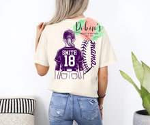 Load image into Gallery viewer, Custom Softball w/Hat Name &amp; Jersey Number..Comfort Colors Tee
