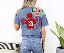 Load image into Gallery viewer, Custom Softball w/Helmet Name &amp; Jersey Number..Comfort Colors Tee
