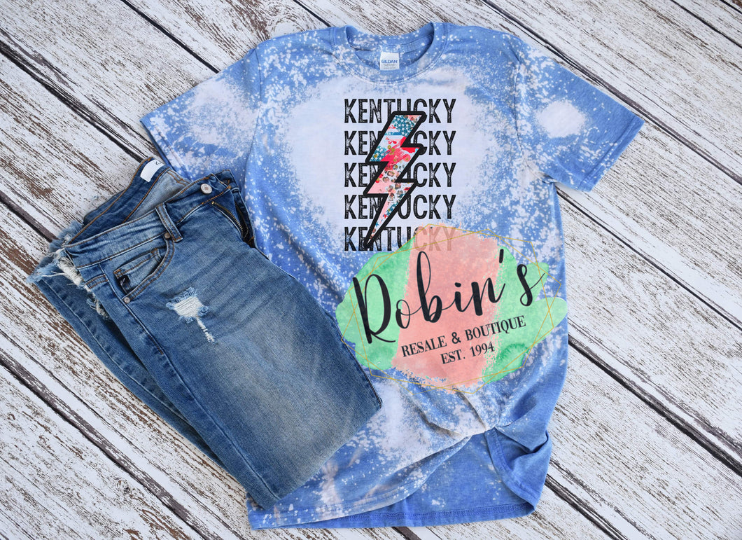 Kentucky Lightning Bolt Bleached Tee