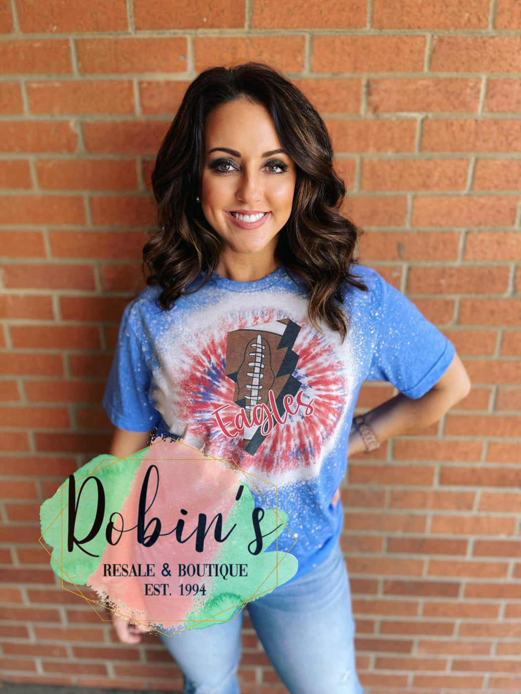 Eagles Lightning Bolt Football Bleached Tee