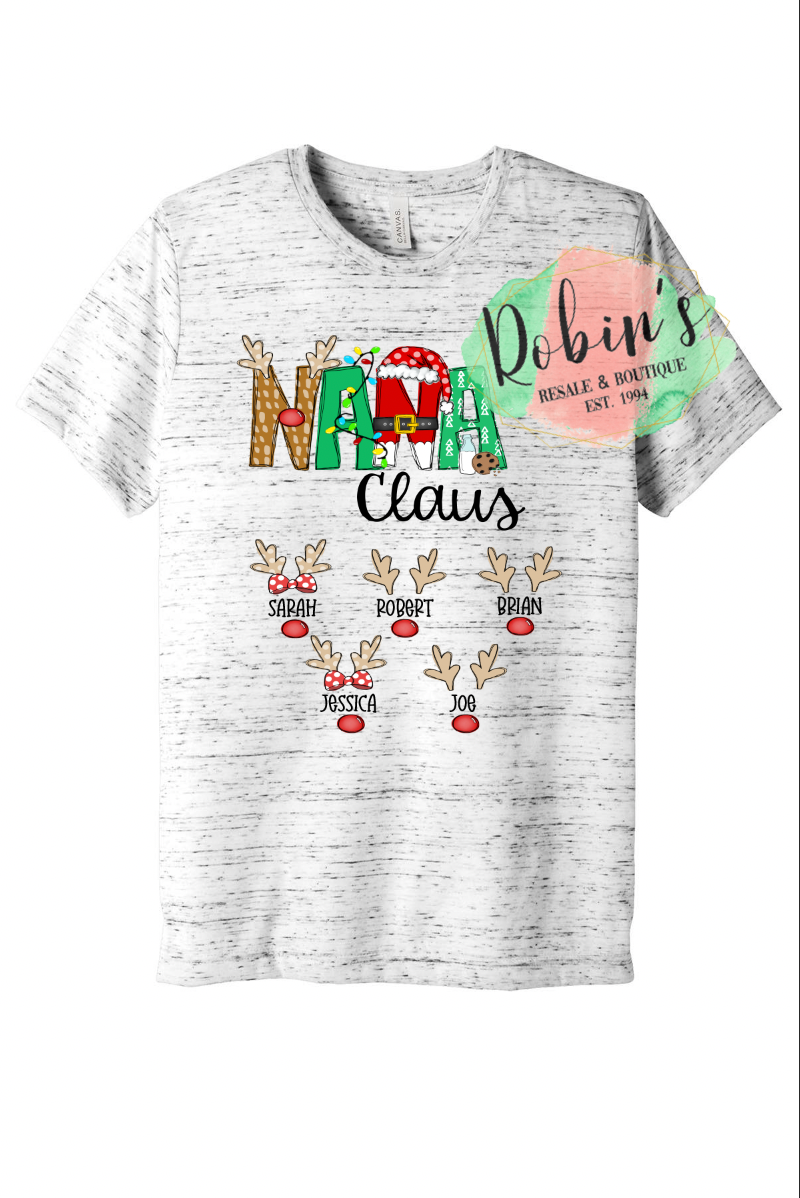 Custom Christmas Tee with Reindeer on marble tee