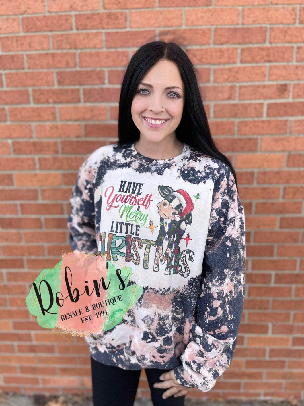 Have yourself a merry little Christmas 🐮 Bleached “Cowprint” Sweatshirt