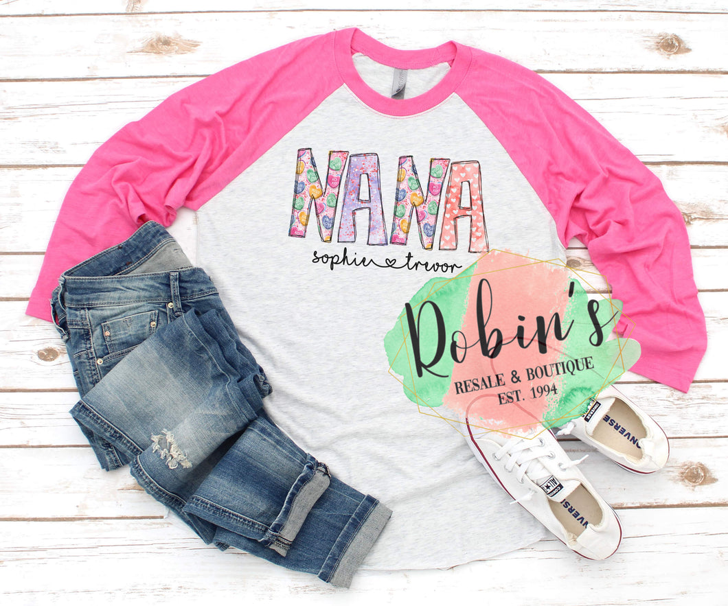 Valentines Hearts Raglan-Customizable